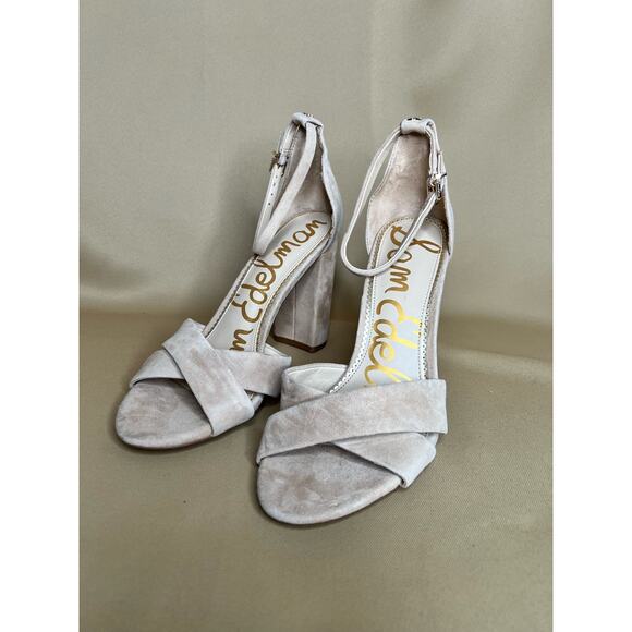 Sam Edelman Golden Caramel Suede Yancy Block Heel Sandal 10 M New - Picture 6 of 13
